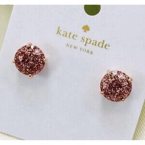 Kate Spade Small Rose Gold Glitter Gumdrop Stud Earrings New